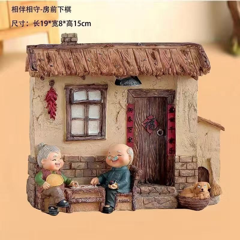 Creative Handmade Resin Elderly Figurine Home Decor Living Room Ornament