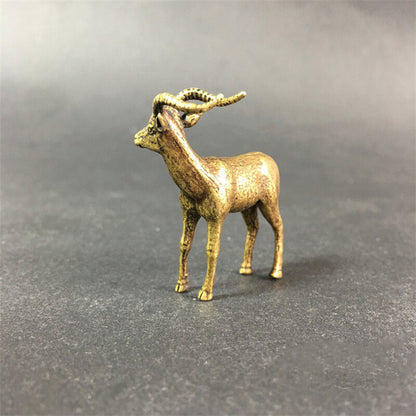 Brass Figurine Antelope Statue Antique Office Decor Gift Collectibles Home Cute;