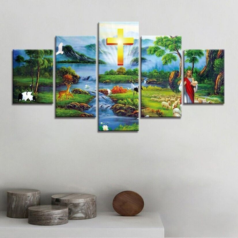 5Pcs Wall Art Canvas Painting Picture Home Decor Modern Abstract Jesus Sabbath