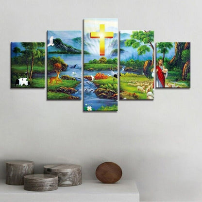 5Pcs Wall Art Canvas Painting Picture Home Decor Modern Abstract Jesus Sabbath