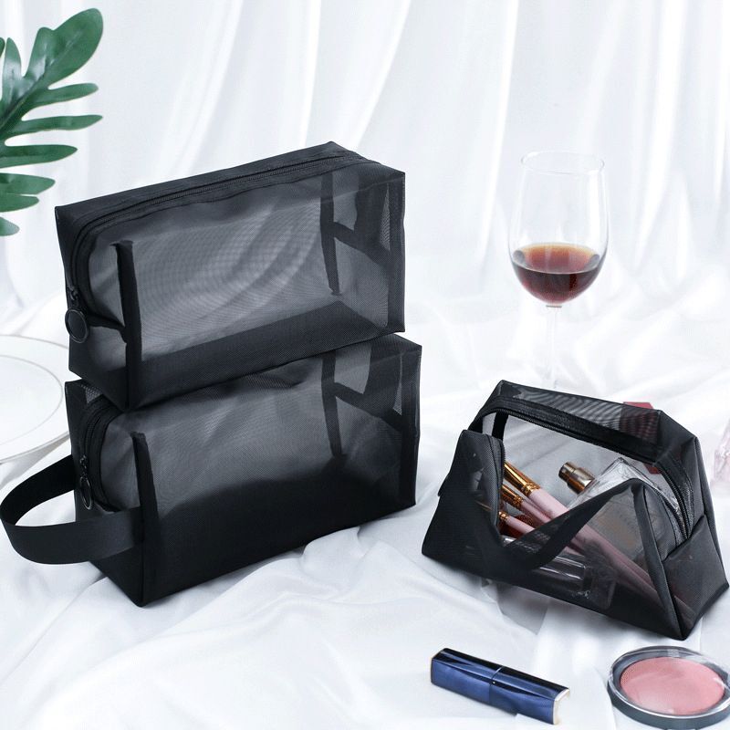 Mesh Transparent Makeup Bag Travel Cosmetic Bag Organizer Case Wash Toiletry Bag