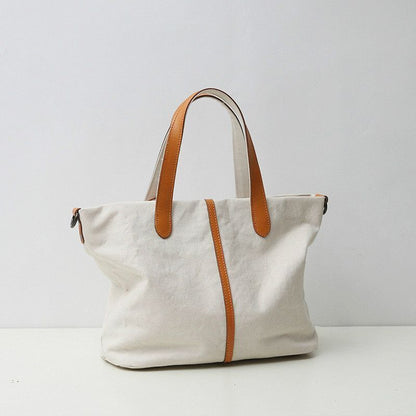 Canvas Bag Zipper Contrast Color Purse Shoulder Bag Retro Wild Diagonal 32*14*26