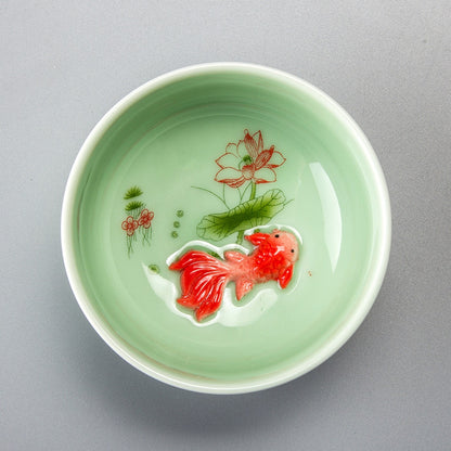 Chinese Tea Cups Porcelain Celadon Fish Teacup Set Loose Leaf Teapot Drinkware
