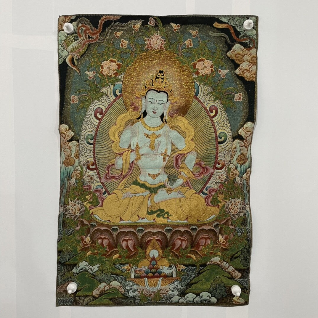 35" Decor tibet Silk Cloth Embroidery Buddhism Vajrasattva tangka Mural Tapestry