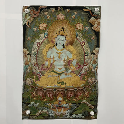 35" Decor tibet Silk Cloth Embroidery Buddhism Vajrasattva tangka Mural Tapestry