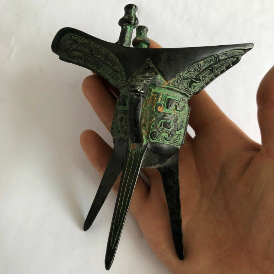 Chinese Antique Collection Qin Dynasty Bronze Sculpture Wine Glass