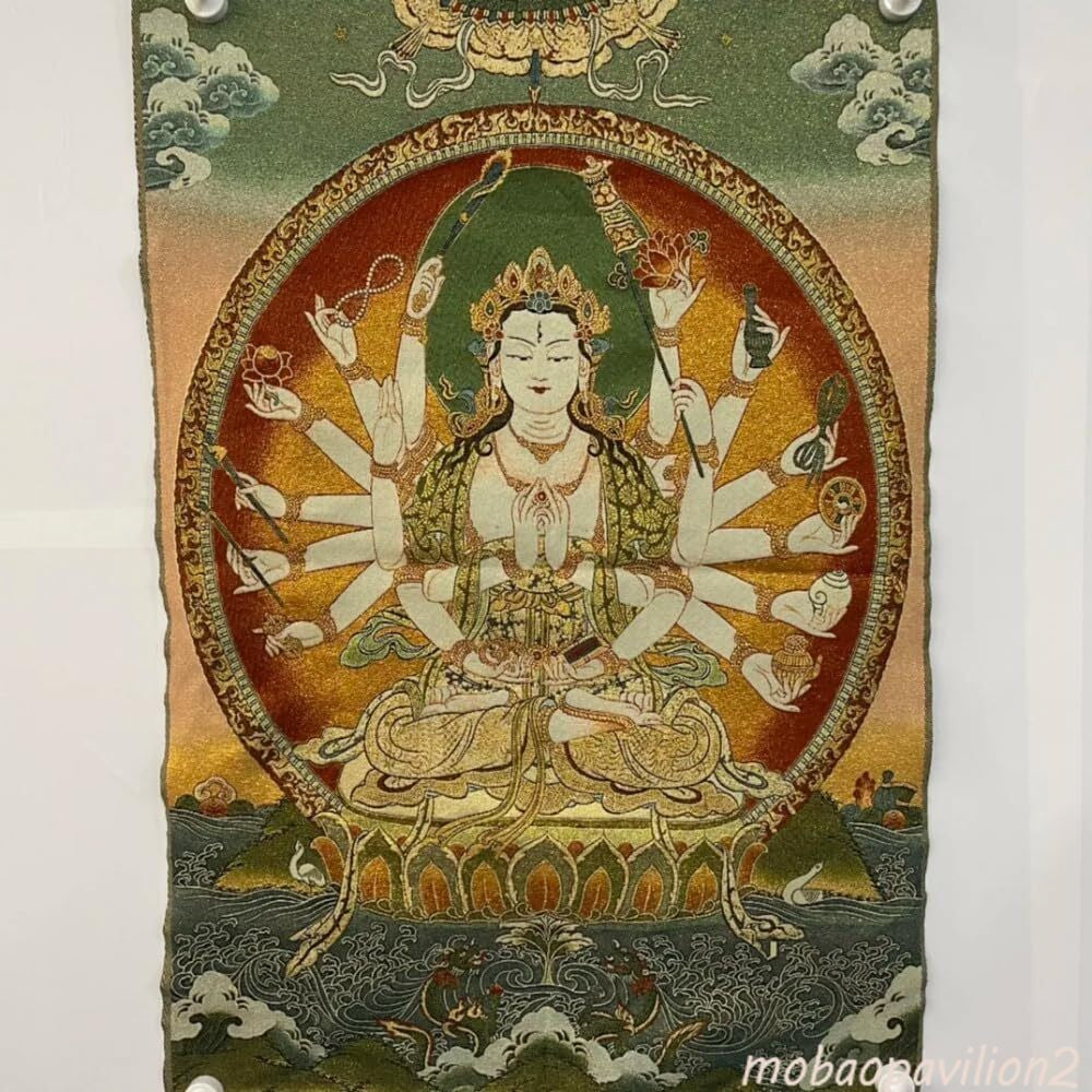 60cm Tibetan Thangka Embroidery Bodhisattva Buddha Wall Hanging Art Handicraft