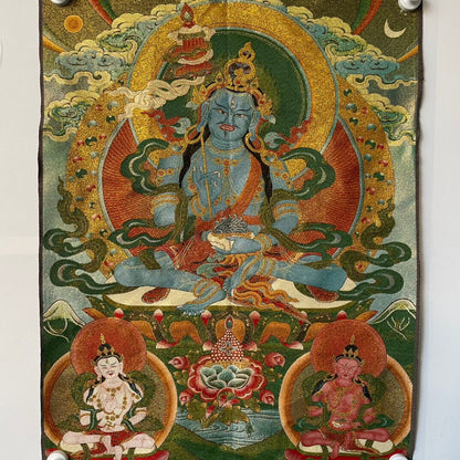 Ancient Tangka Embroidery Guanyin Bodhisattva in Tibet, China 60*90CM（观音菩萨5566）