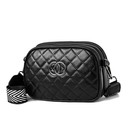 Fashion Shoulder Bag with Three Zippers Shoulder Strap Small Square Bag Women