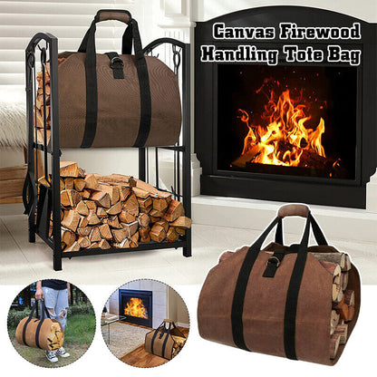 Canvas Heavy Duty Canvas Firewood Handling Tote Bag Firewood Storage Bag NEW