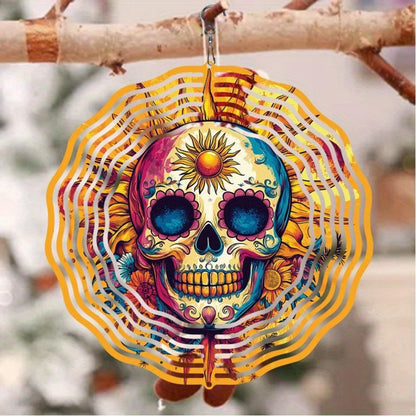 CIFbuy Metal Wind Chime Skull Floral Note Outdoor Garden Patio Decor