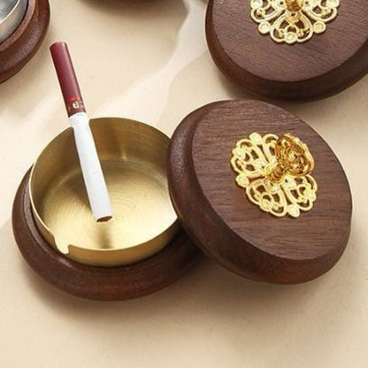 Solid Wood Car Ashtray 7×8.5cm 102g Stainless Steel Liner Anti-Ash Leak