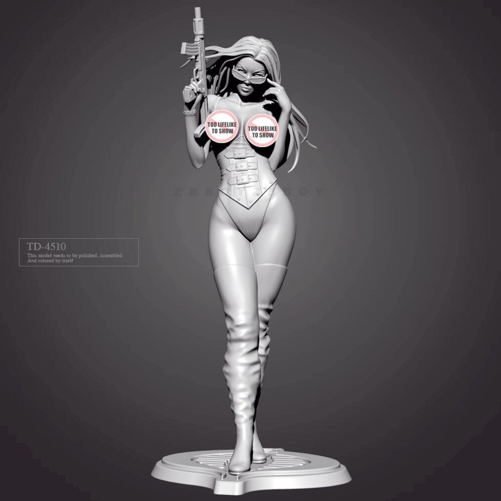 1/35 resin figure model kit Sexy Gun Raising Girl Unassembled Unpainted