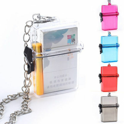 Cigarettes Box Holders Transparent Tobacco Case W/ Chain Ins Acrylic 72x29x112mm