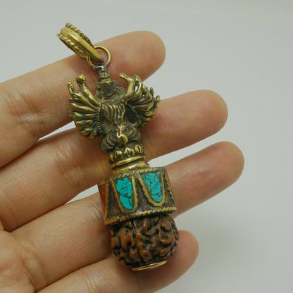 2.04"Copper Buddha Ethnic Style Pendant Nepalese Tantric Vajra Bodhi Pendant