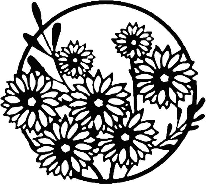 Flower Metal Wall Art, Metal Wall Sculpture, Round Flower Silhouette Wall Decor