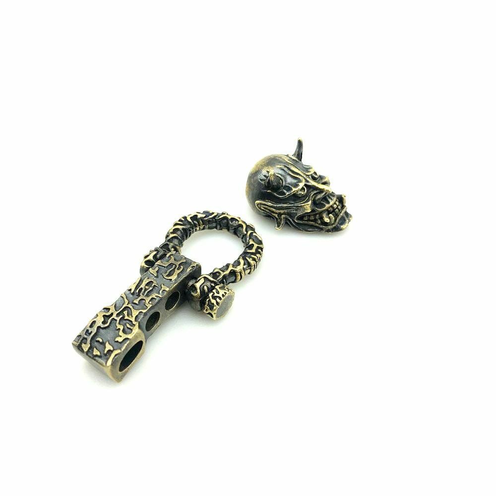 Skull Devil Buckle Beads Adjustable Paracord DIY Pendant Brass Lanyards Charms