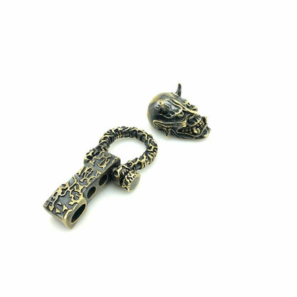 Skull Devil Buckle Beads Adjustable Paracord DIY Pendant Brass Lanyards Charms