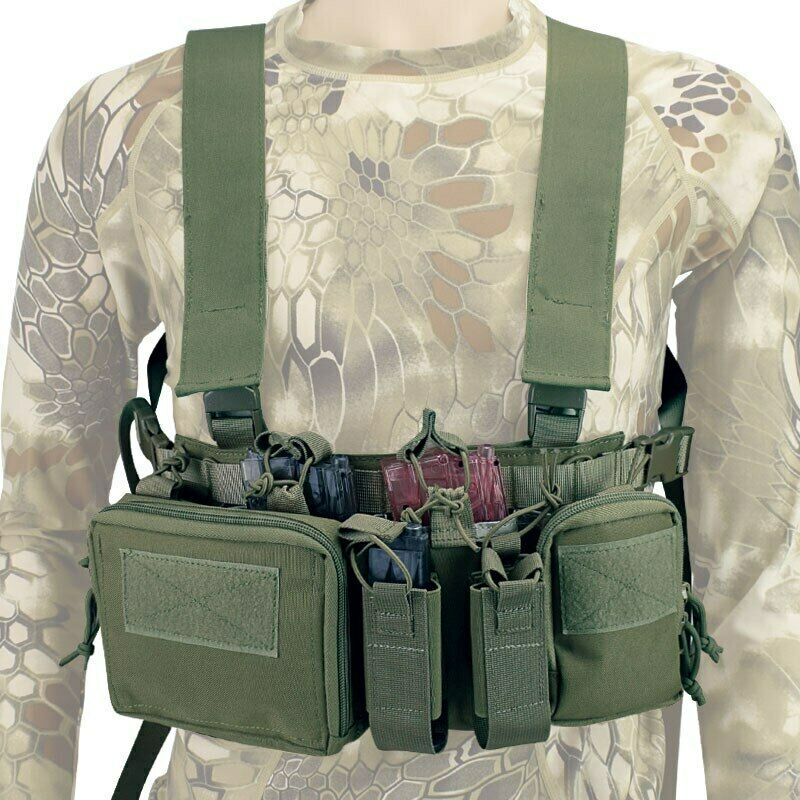 Chest Rig Bag Radio Harness Front Pouch Holster Military Vest Rig Bag Adjustable