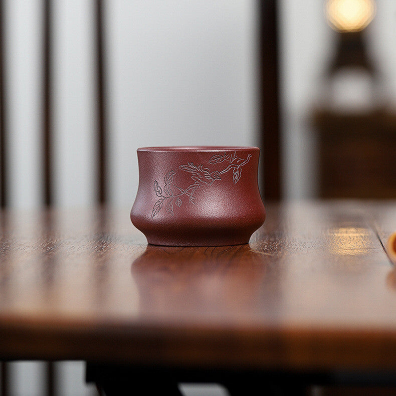 4pcs/lot True Yixing Zisha Tea Cup Purple Grit Health Care Master Cup Carved New