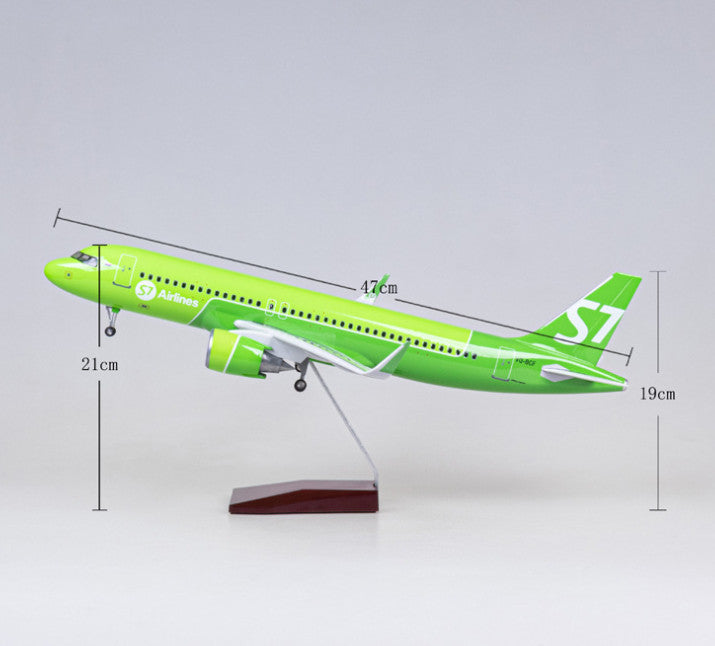 47CM 1:80 S7 Airlines AIRBUS A320neo Airplane Landing Gear Resin Aircraft Model