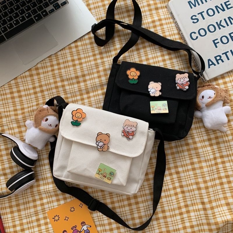 Cute Canvas Small Bag Female Diagonal Bag Wild Student Girl Shoulder Bag Women