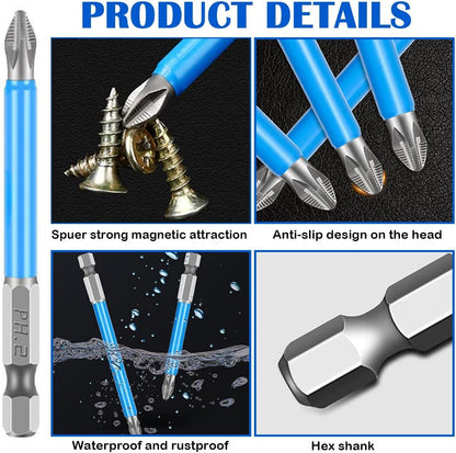 7/14X Magnetic screwdriver bit Bits set PH2 Anti-slip Hex Shank Screw Cross Head