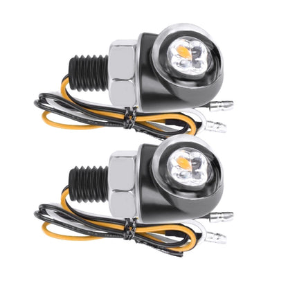 Turn Signal Lights Pair for Motorcycle Dirt Bike 12V Amber White Blinker Lamp
