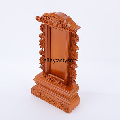 Wood Home Memorial Tablet Camphorwood Dragon Spiritual God Ancestor Monument