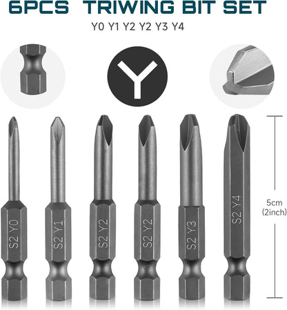 Triwing Screwdriver Bits Set 6Pcs Y0 Y1 Y2 Y2 Y3 Y4 Y Tip Screwdriver Bits Magne