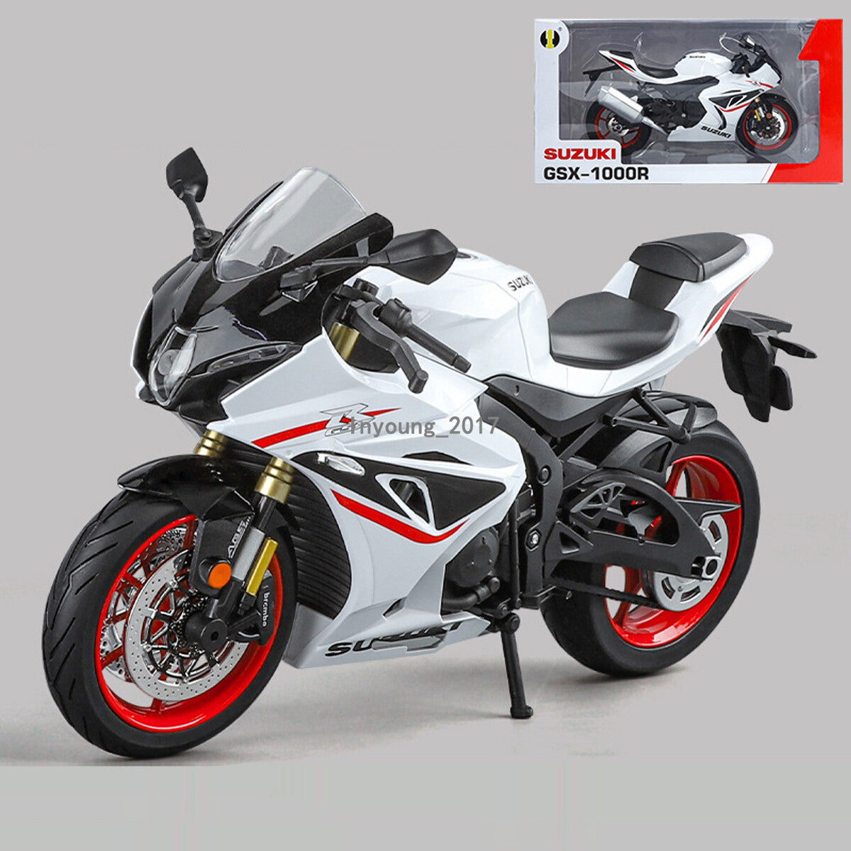 1:9 Suzuki GSX-1000R Motorcycle Model Diecast Toy Vehicle Toys for Boys White