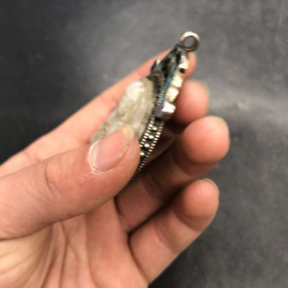 Vintage Guanyin Pendant Cloisonne Enamel Jade-like Amulet Charm