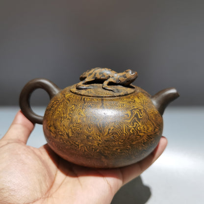 6" Chinese Yixing Zisha Clay Handmade Carved Kung Fu Tea Exquisite Teapot