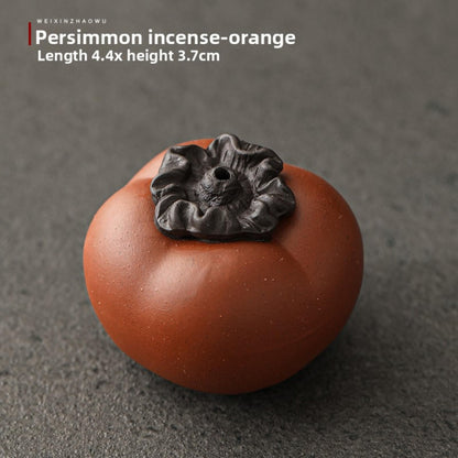Ceramic Persimmon Incense Burner Tea Pet 4.4cm Tea Play Kungfu Tea Ceremony