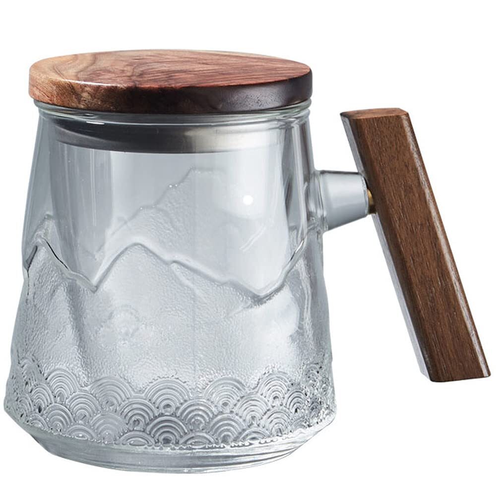 600ml Glass Teacup Tea Water Separation Teacup Heat Resistant Filter Office Cup