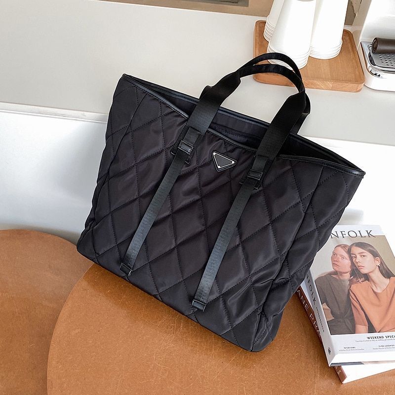 Large Shoulder Bags Black Handbags Shopper Purses Nylon Polyester Fashion 1 PC
