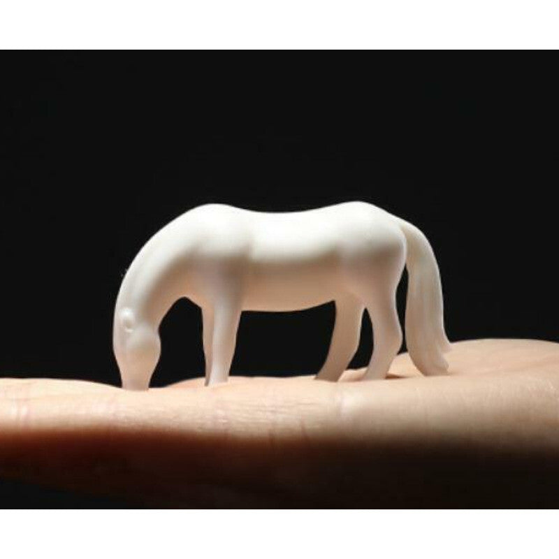 2.3" Chinese White Porcelain Ceramics 12 Zodiac Horse Figurine Statue Statues