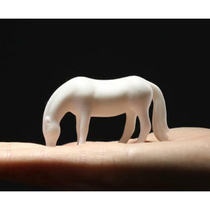 2.3" Chinese White Porcelain Ceramics 12 Zodiac Horse Figurine Statue Statues