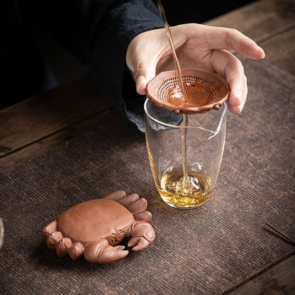 Multi Functional Tea Pet Yixing Zisha Crab Purple Clay Tea Strainer Filter Net