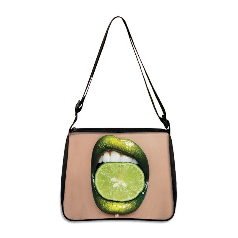 Cute Avocado Lemon Print Shoulder Bags Handbag Clutch Lipstick Purse Storage Bag