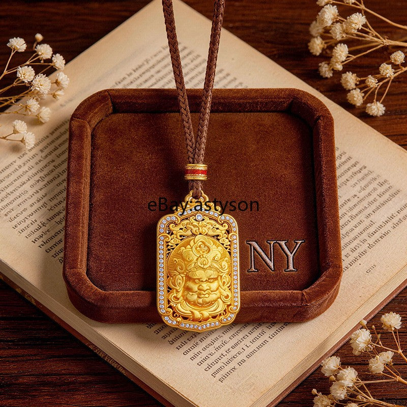 New Fortune God of Wealth 24K Gilding YELLOW GOLD Pendant