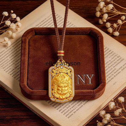 New Fortune God of Wealth 24K Gilding YELLOW GOLD Pendant