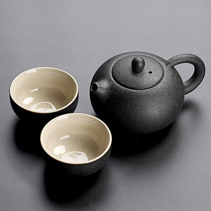 Solid Drinkware Ceramic Teapots Traditional Japanese Style Black Crockery Teacup