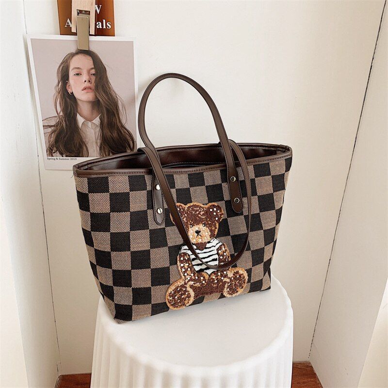 Cartoon Bear Shoulder Bag Large Handbag Tote Bag Luxury Purse 40*25*12 CM 0.3 KG
