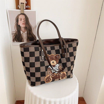 Cartoon Bear Shoulder Bag Large Handbag Tote Bag Luxury Purse 40*25*12 CM 0.3 KG