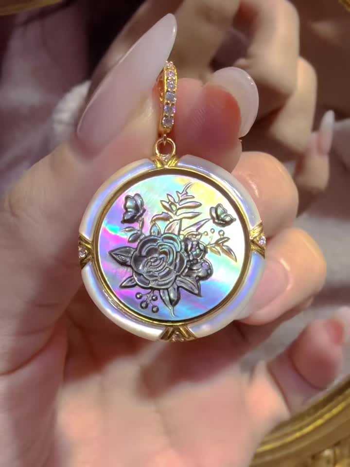 925 sterling silver gray Cameo shell vintage jewelry Pendant estate jewelry gift