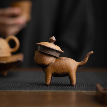 Cat Old Rock Mud Coarse Pottery Tea Pet 9.9cm Tea Tray Tea Play Tea Ceremony