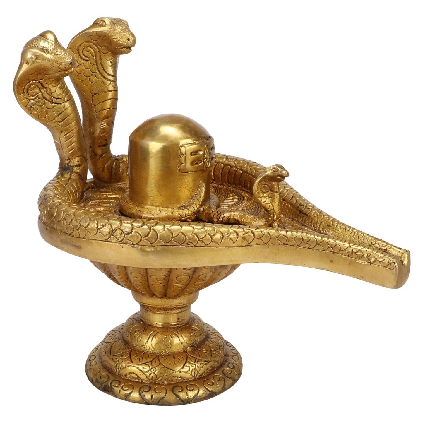Hindu God Lord Brass Shiva Shivling Idol with Naag Nagin Idol Statute Figurine