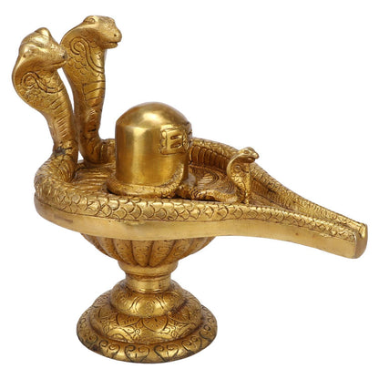 Hindu God Lord Brass Shiva Shivling Idol with Naag Nagin Idol Statute Figurine