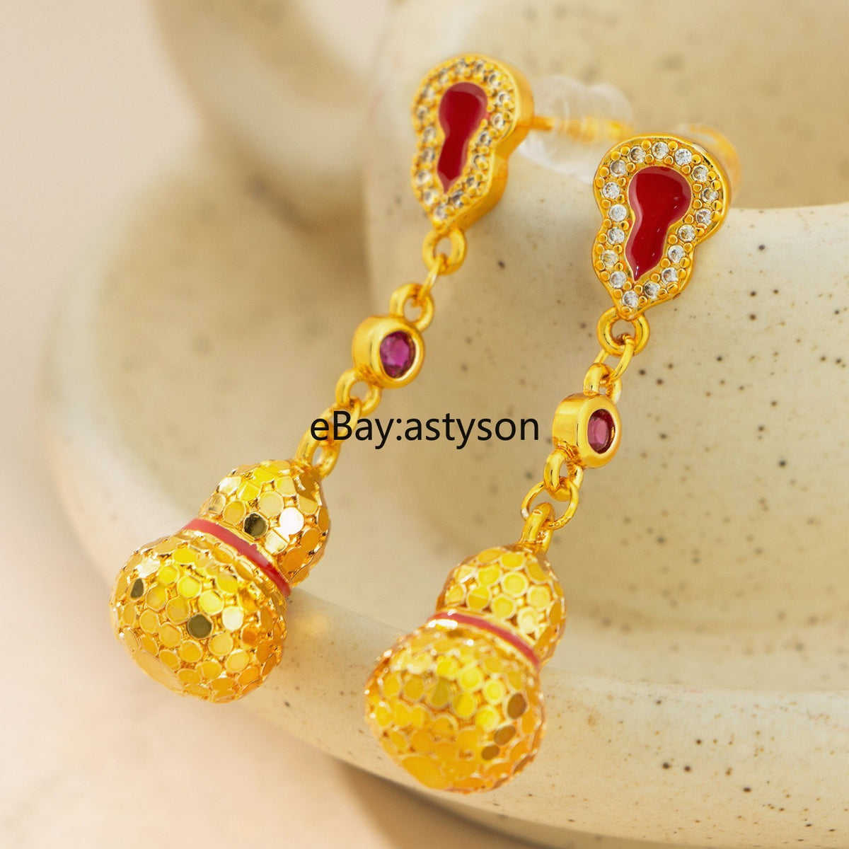 Brushed Gourd 24K Gilding YELLOW GP GOLD Earrings